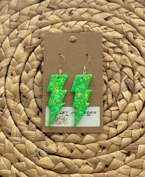 Electric Disco Green Earrings